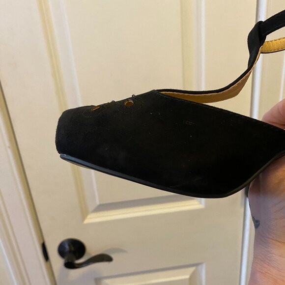 Modcloth Faux Suede T Strap Vintage Inspired Pin Up Cut Outs Heels Women's 13 - Picture 11 of 11